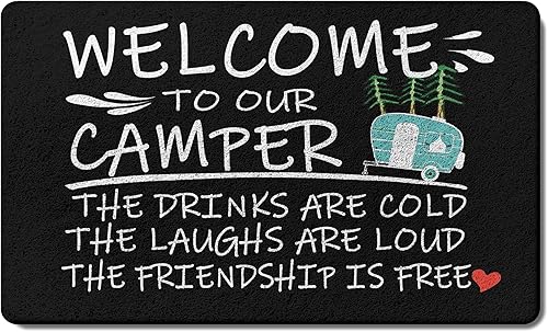 Miniatura 24 de Tapete divertido para puerta de campamento de 17 x 30 pulgadas, regalos de campamento para mujeres, alfombras de cámper para interior, alfombra
