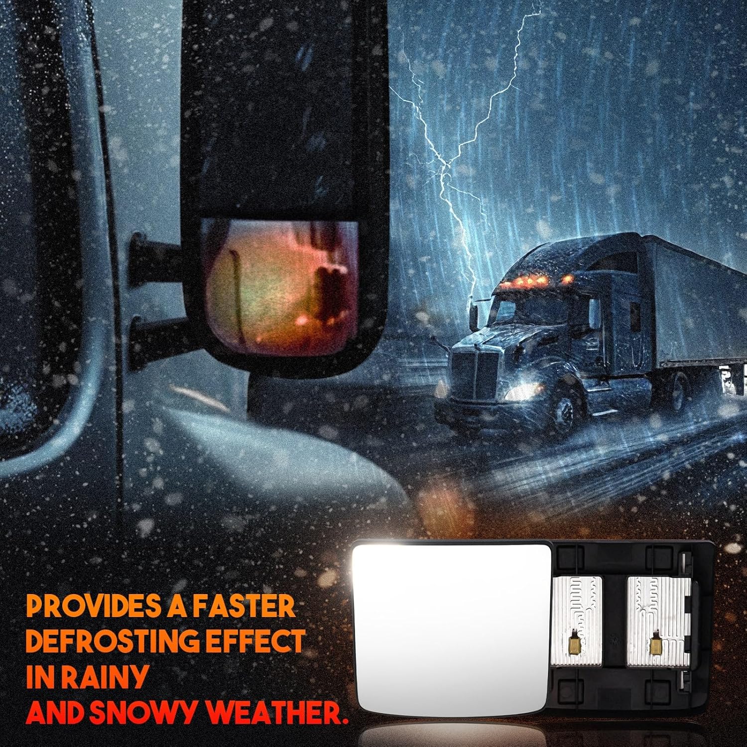 Lower Mirror Glass for Kenworth T680 T880, Lower Small Mirror Glass with Defrost Heated Replacement for Kenworth T680 T880 Driver Left Passenger Right Universal side