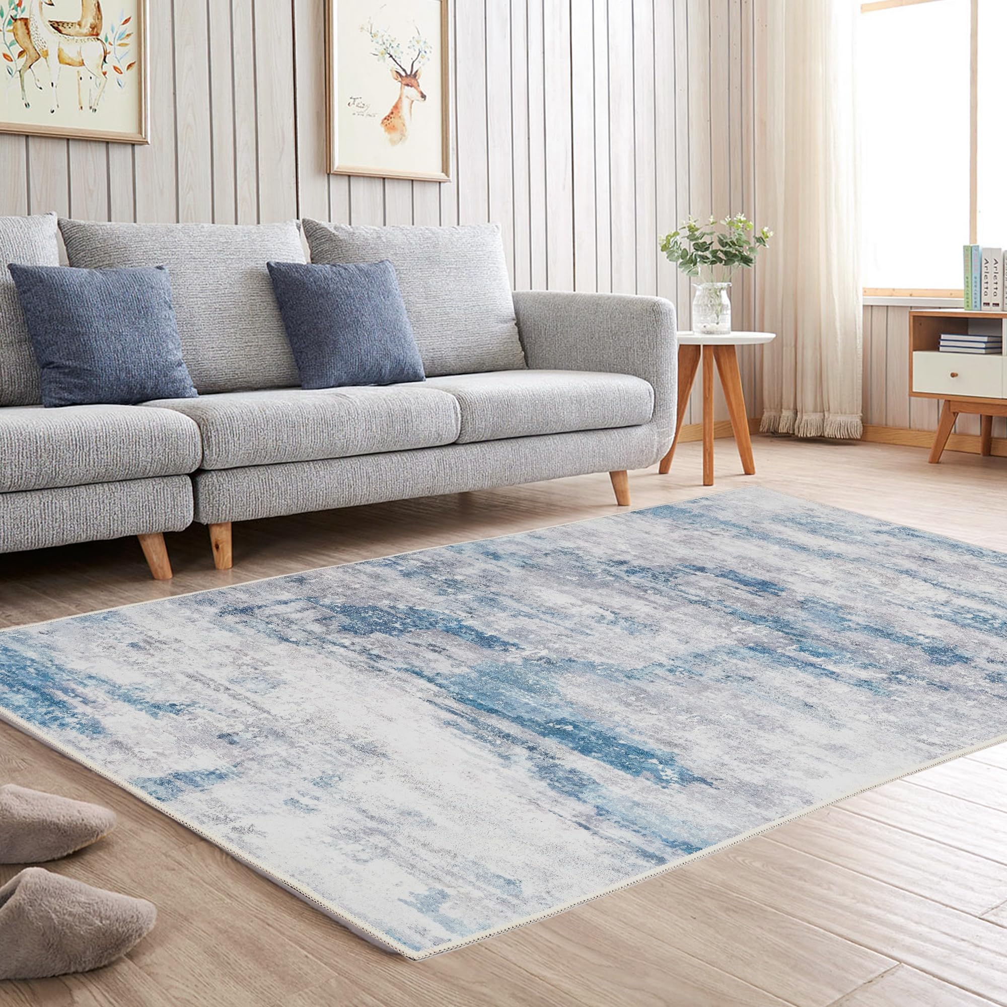 Tappeto di area del soggiorno, tappeto moderno del soggiorno, tappeto lavabile dell'interno morbido per la camera da letto la cucina il tavolo della sala da pranzo l'ufficio domestico 80cm x 160cm blu