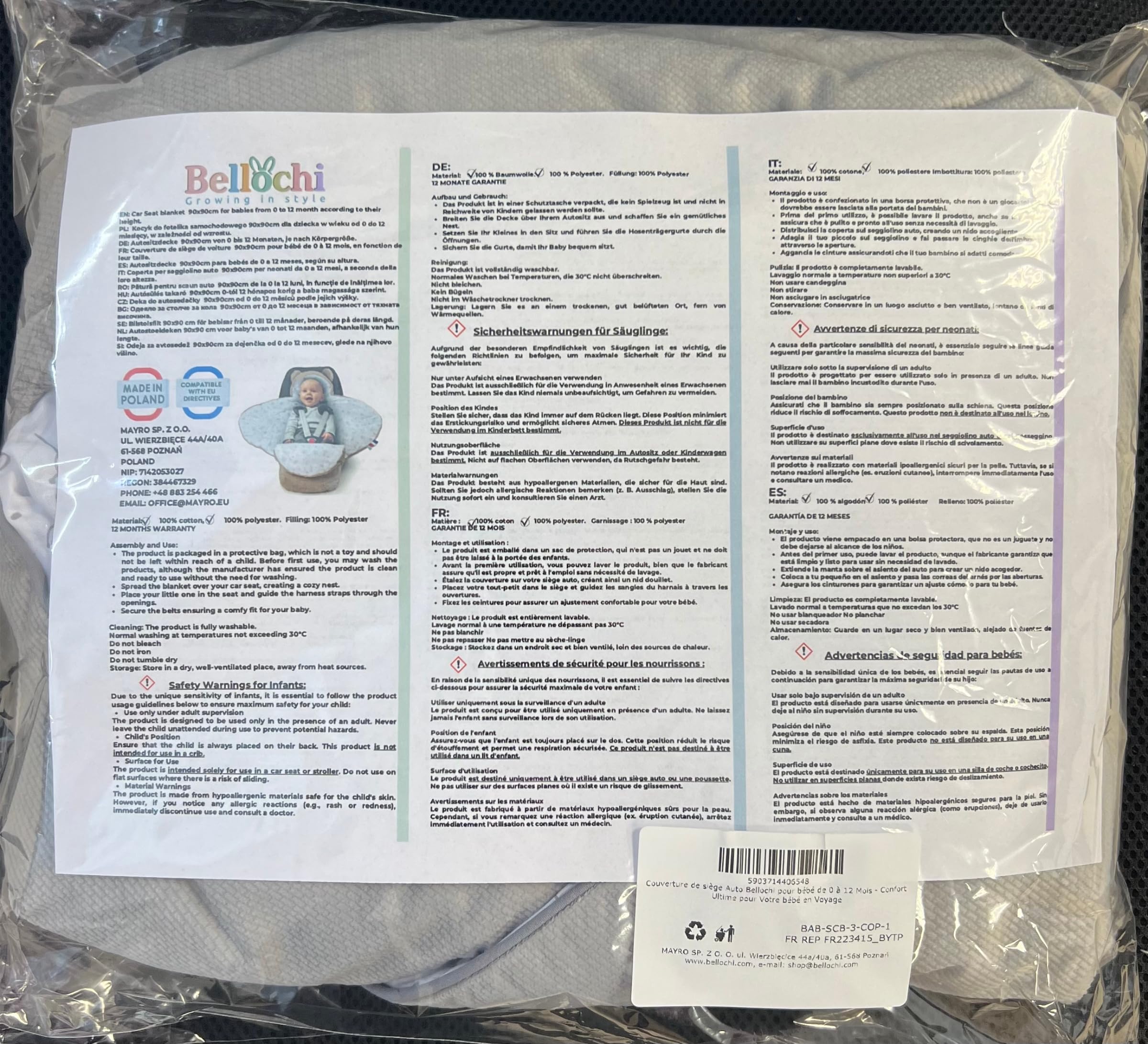 Kocyk do owijania fotelika dziecięcego, z bawełny, do wózka dziecięcego z śpiworem, pasuje do Maxi-Cosi, Römer, Cybex – Lux