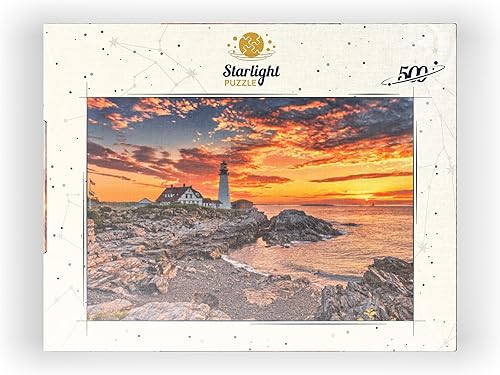 Miniatura 8 de MyPuzzle Portland Lighthouse at Sunrise in New England Maine USA - Rompecabezas prémium de 500 piezas para adultos