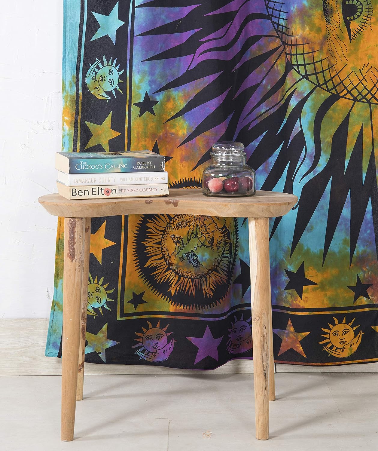 Popular Handicrafts Indian Hippie Bohemian Beautiful Sun Moon Star Mandala Curtain Panels Multi image 3