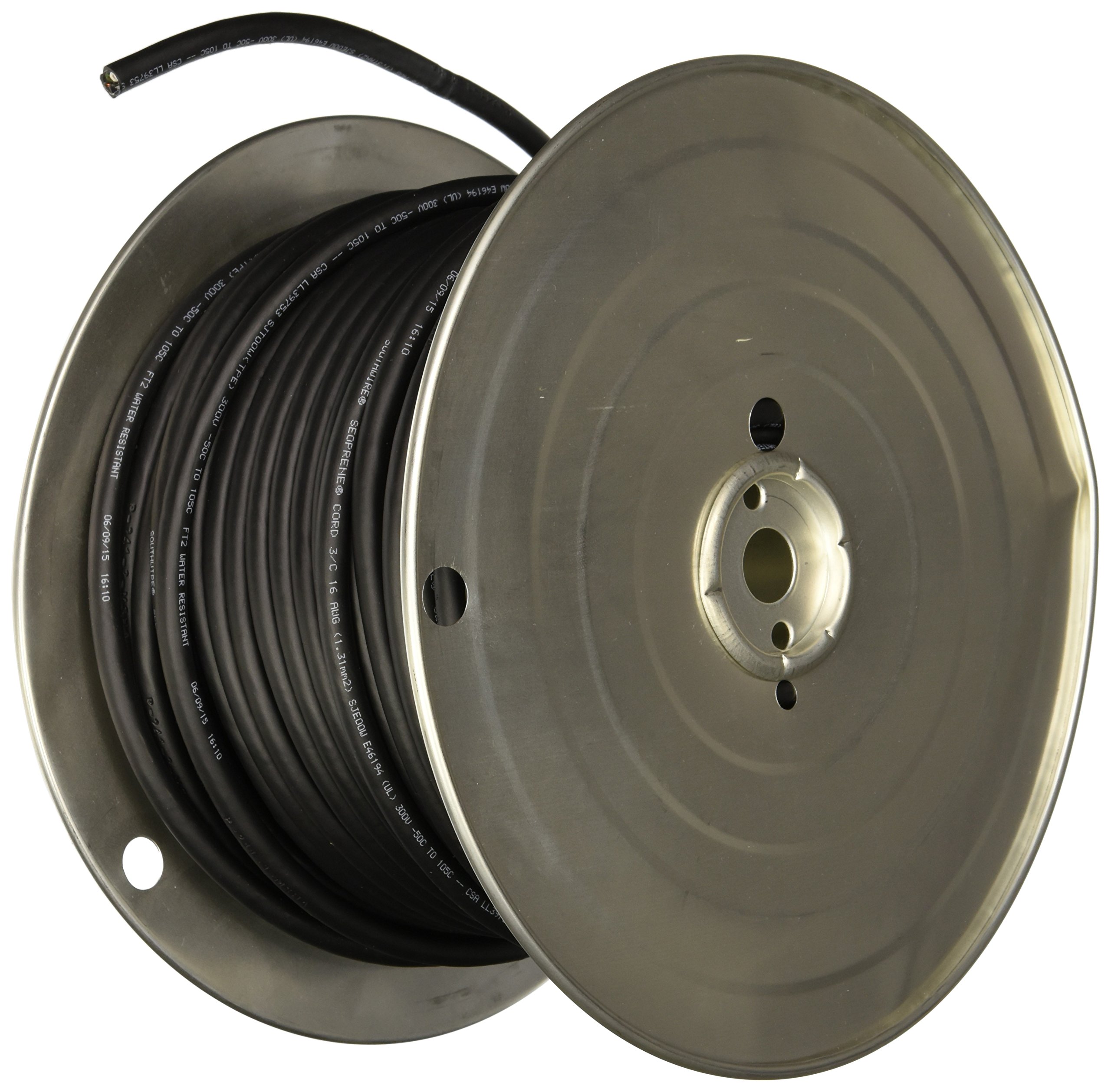 Southwire 55040303 250ft. 16/3 Type SJEOOW Flexible Electrical Cords, Black