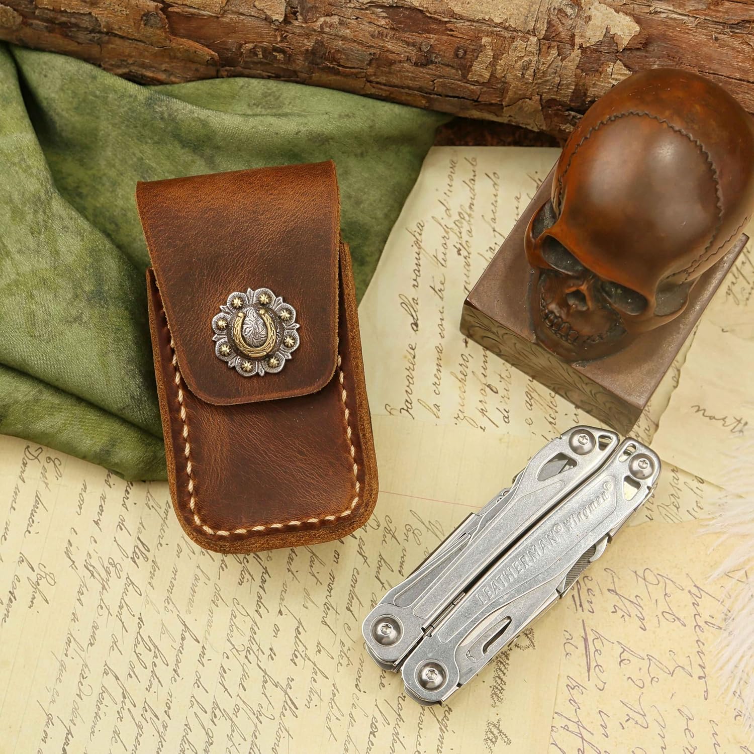 Custom genuine leather multitool sheath belt pouch for leatherman wave Singal Surge (Larger Size)