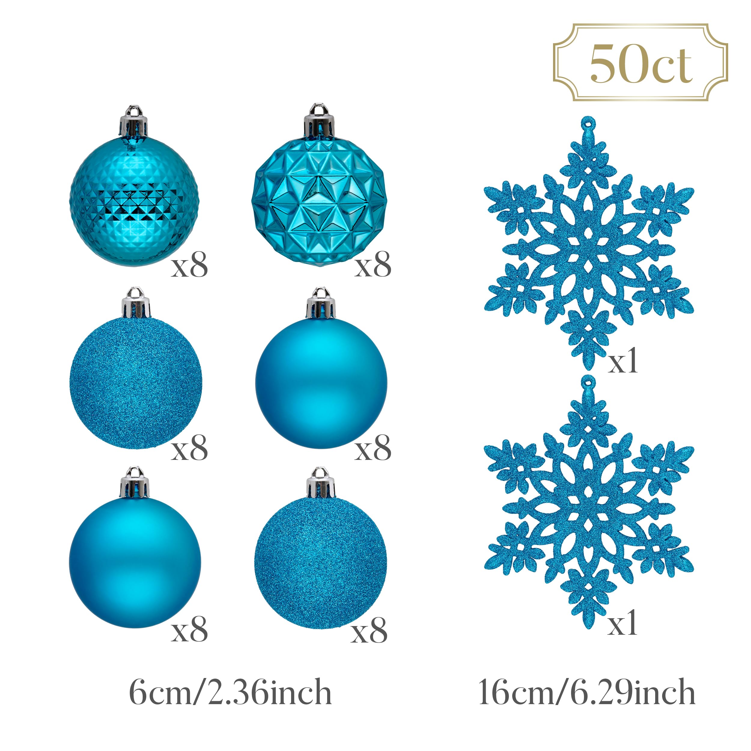 Valery Madelyn Lot de 50 boules de Noël incassables pour sapin de Noël en vrac, 6 cm, décorations à suspendre pour Noël, Saint-Valentin, Saint-Patrick, fêtes de Mardi Gras