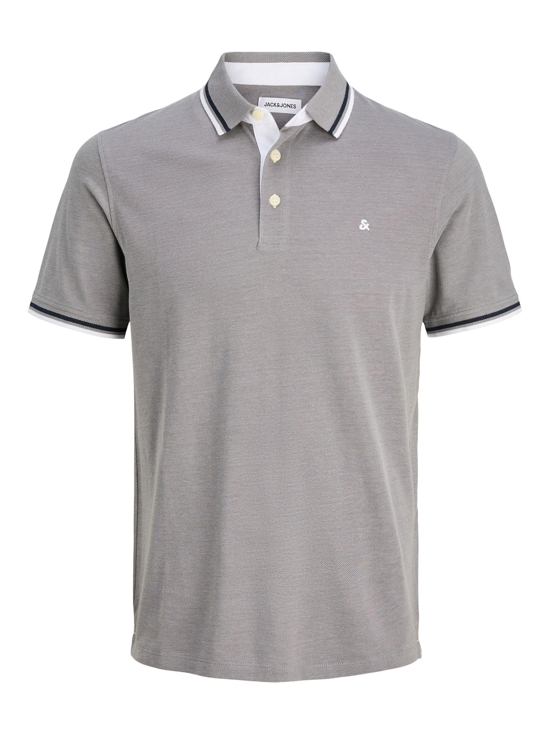 JACK & JONES Male Polo Shirt Plus Size Plain Polo Shirt, Ultimate Grey, 4XL