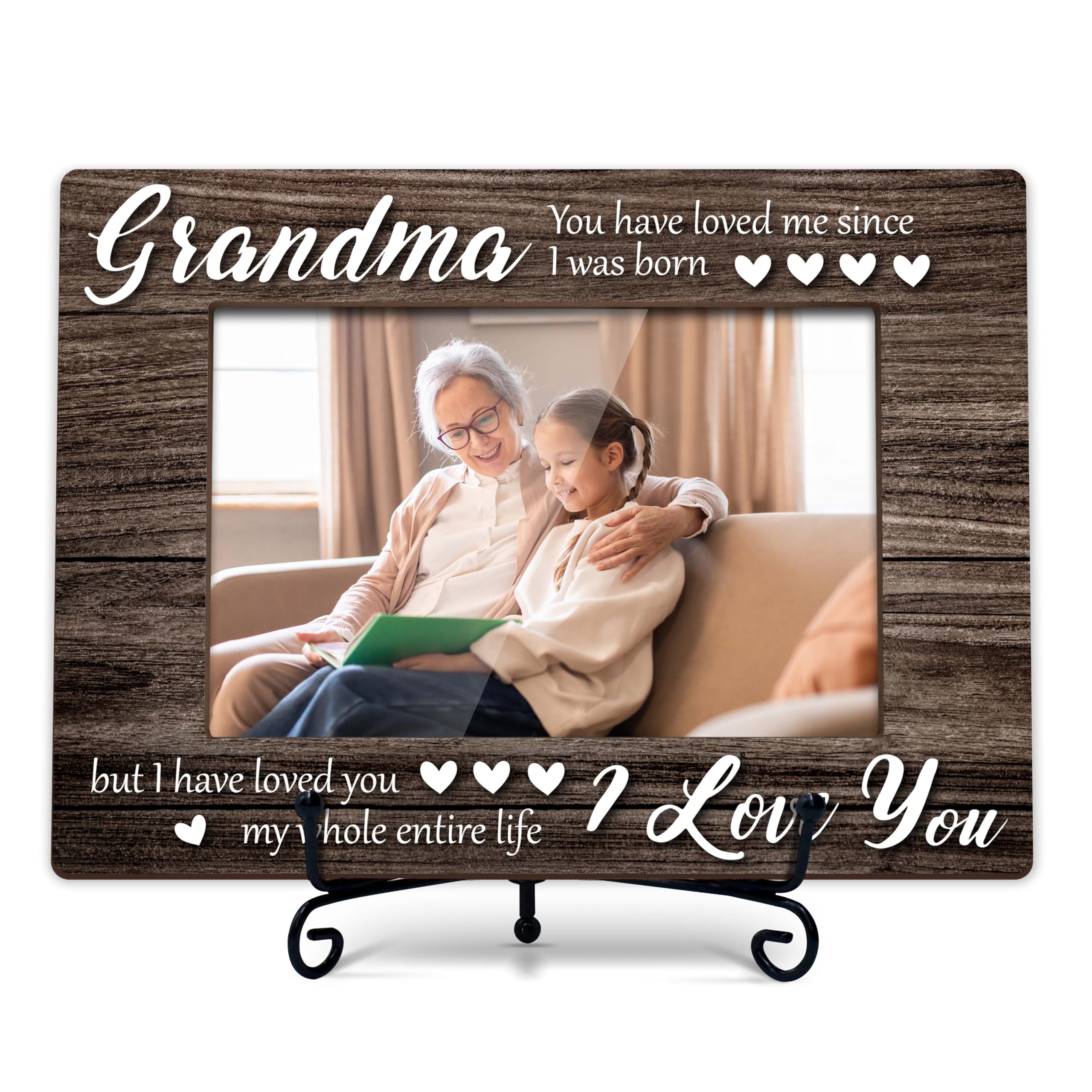 HandEasy I Love You Grandma, Grandparent'S Day, Best Grandma Ever, Grandma & Me, Engraved Natural Wood Picture Frame From Granddaughte-A03