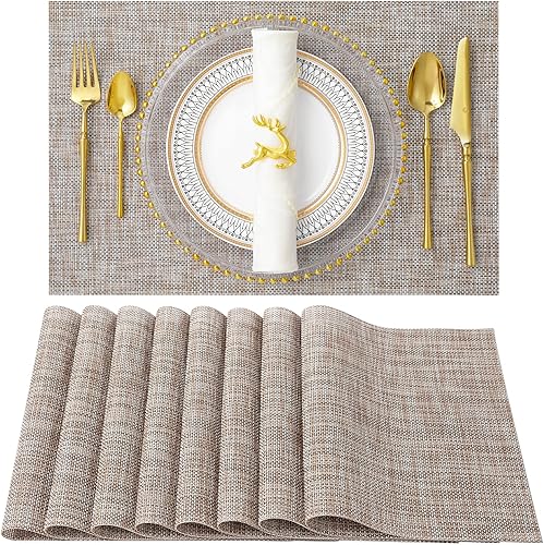 Juego de 8 manteles individuales antideslizantes y resistentes al calor, resistentes a las manchas, para mesa de cocina, manteles individuales de