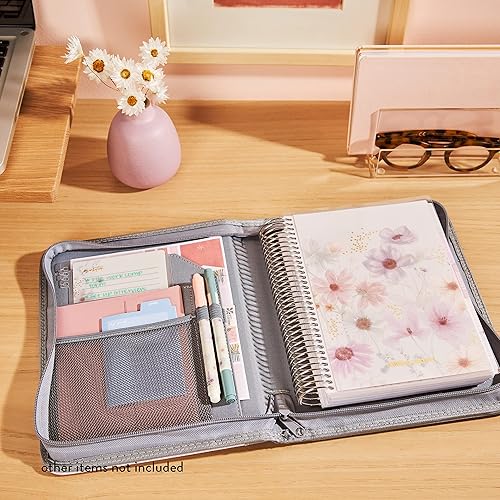 Miniatura 4 de Folio A5 Premium Zip  Círculos geométricos de color azul pizarra, organizador perfecto para documentos, planificadores, cuadernos y diarios. Agenda