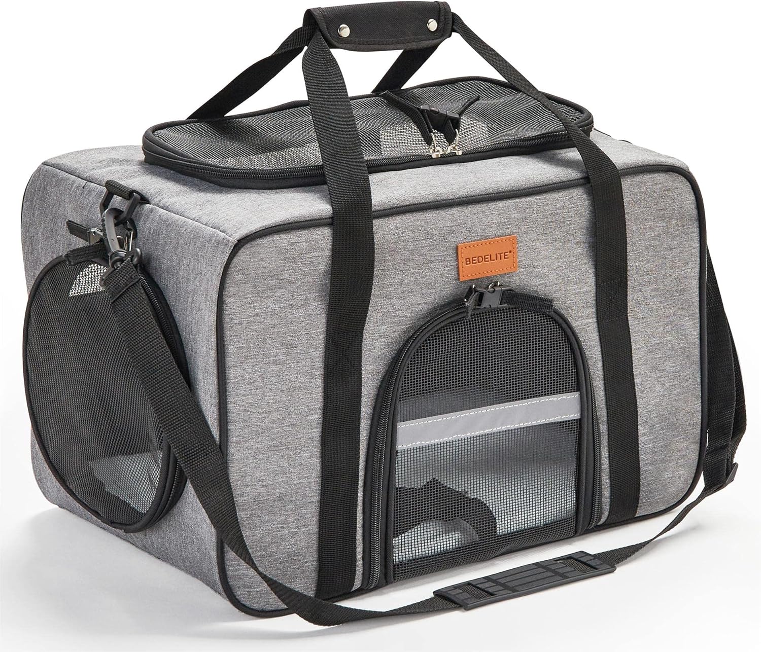 BEDELITE Pet Carrier Airline Approved, Portable Medium Pet Travel Carrier for Cat Dog up to 22 Lbs, Breathable Soft Sided Cat Carrier with Sherpa Pad and Non-Slip Rubber Bottom, Grey : Pet Supplies