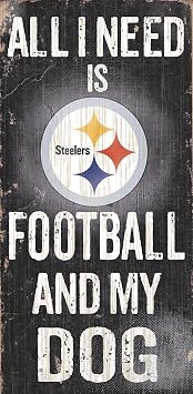 Fan Creations Pittsburgh Steelers Wood Sign - Football and Dog 6"x12"