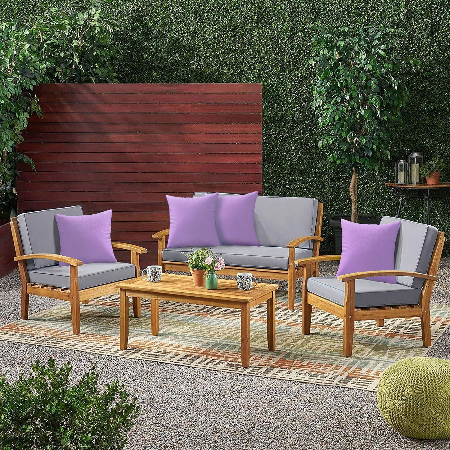 VAKADO Outdoor Waterproof Throw Pillow Covers 26X26 Set of 2 Decorative Purple Patio Furniture Cushion Cases Outside Decor for Couch Garden Bench Porch