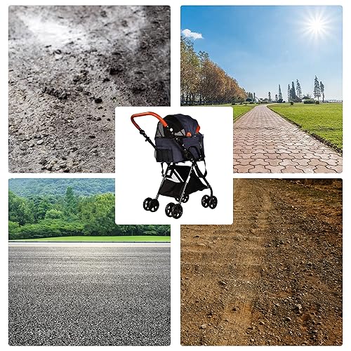 Miniatura 6 de Cochecito para mascotas 2 en 1, cochecito desmontable para perros, carrito portátil para mascotas con 4 ruedas, portavasos para perros y gatos