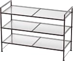 SimpleHouseware 3-Tier Sacs de chaussures en mesh empilables avec étagères pour 9 Paires de rangement de chaussures, blanc