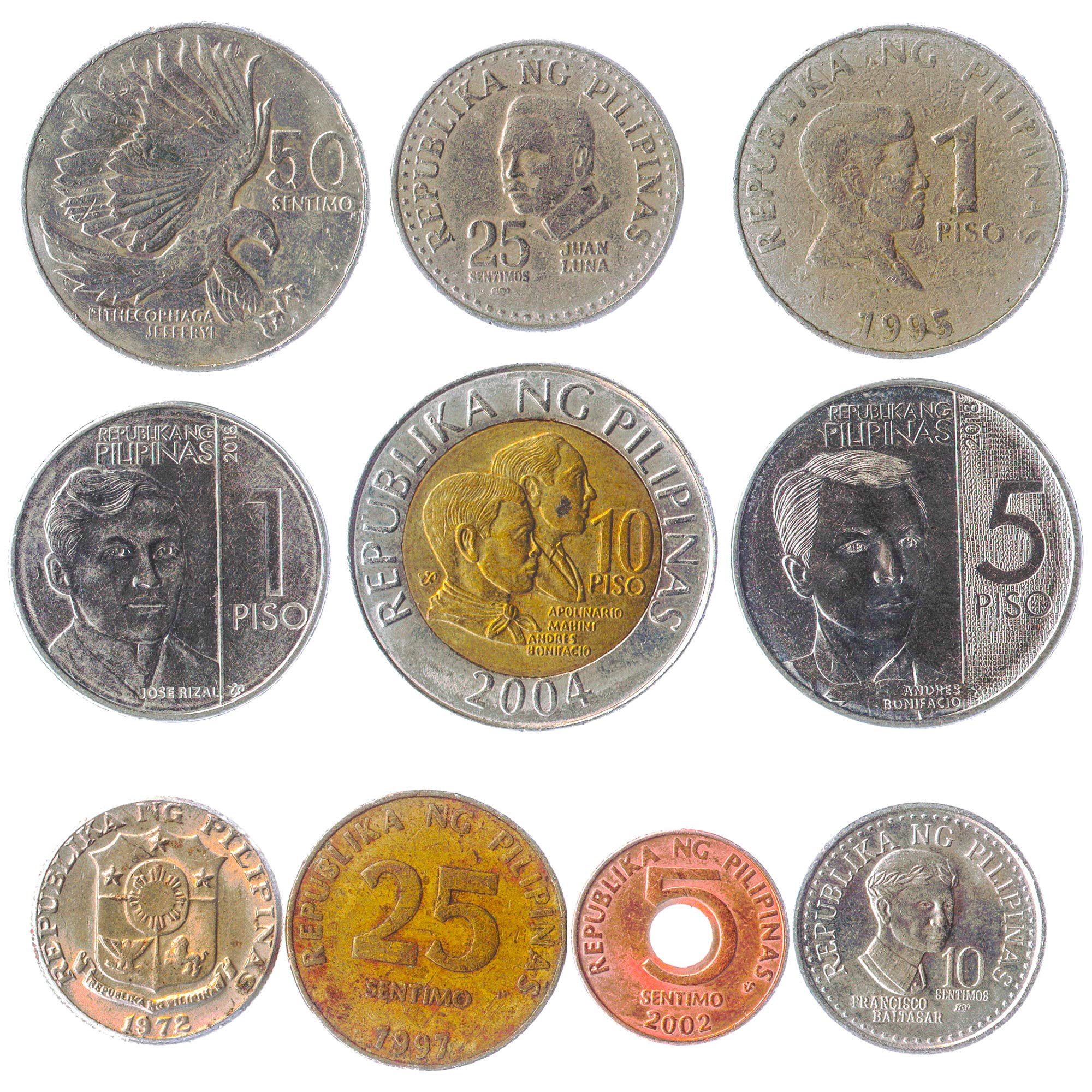 10 Old Coins from Philippines. Collectible Coins from South Asia  