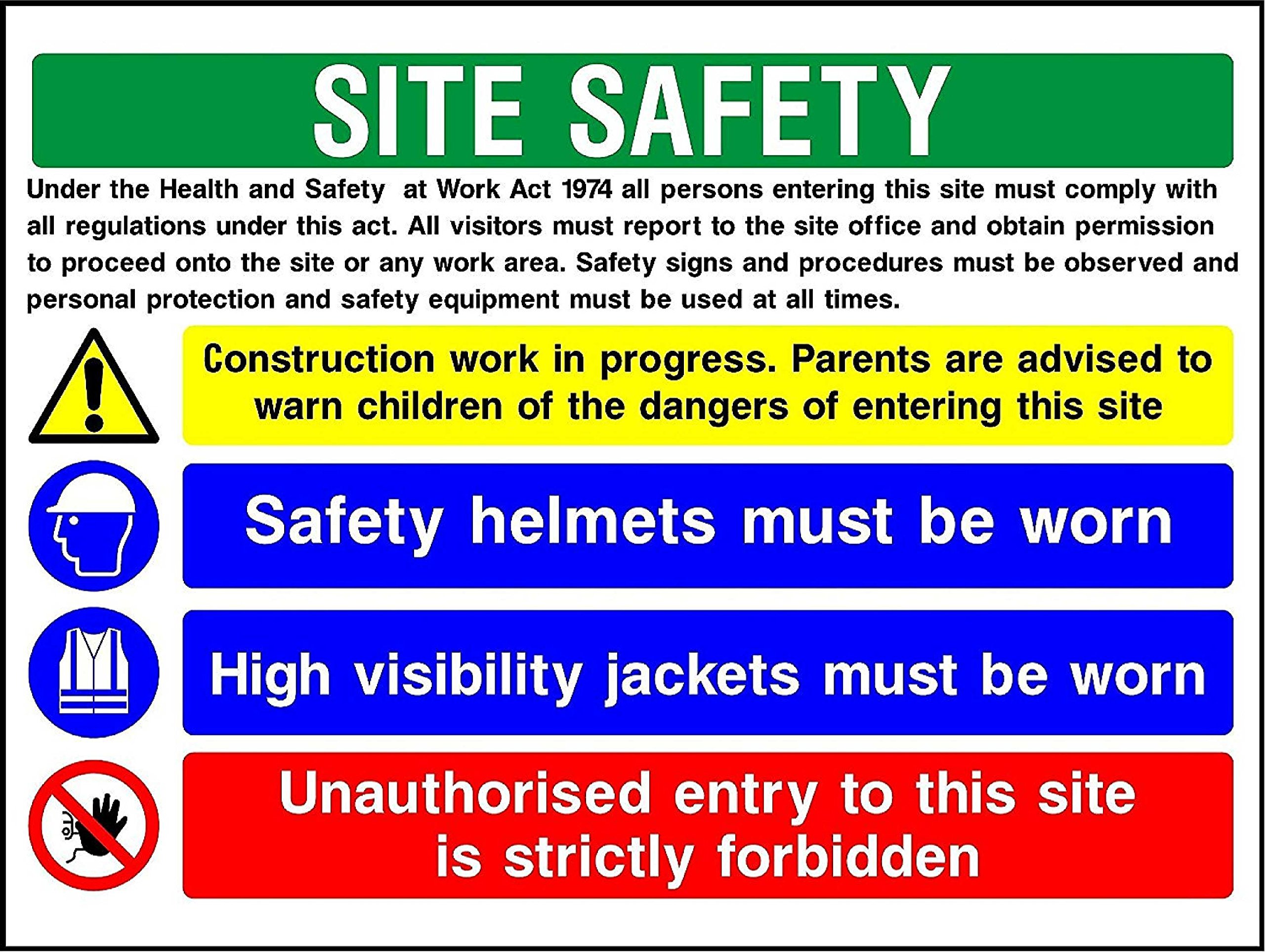 Kpcm Display Ltd Construction Site Safety Signs - 3Mm Aluminium Sign 600Mm X 400Mm