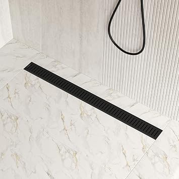 Neodrain 32" Matte Black Linear Shower Drain with Removable Capsule Grate | 304 Stainless Steel Rectangle Linear Shower Drain,with Adjustable Feet, Hair Strainer, CUPC Certified,Fits Bathroom & Balcony