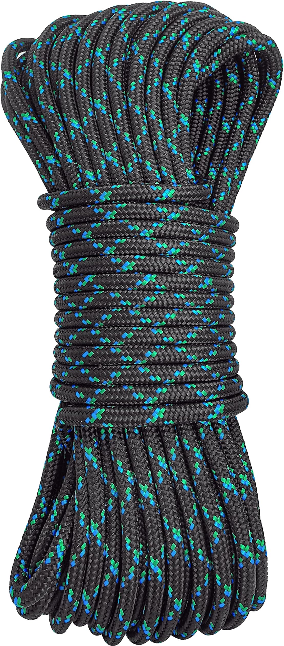 GM CLIMBING 8mm Accessory Cord Rope Double Braid Pre Cut CE/UIAA (Black, 20ft 8mm)