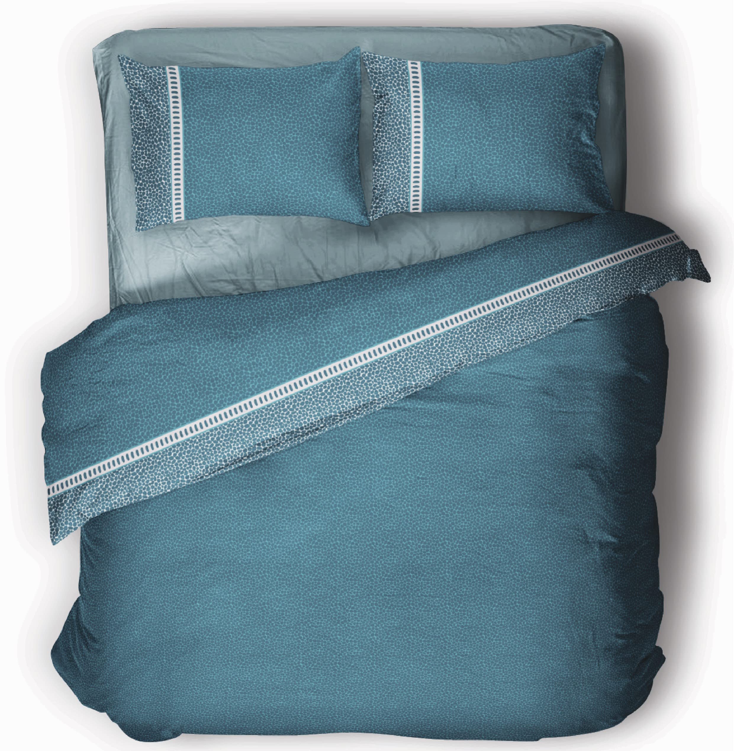 Funda nórdica individual de algodón Perlarara 155x200 cm azul petróleo Crono V909
