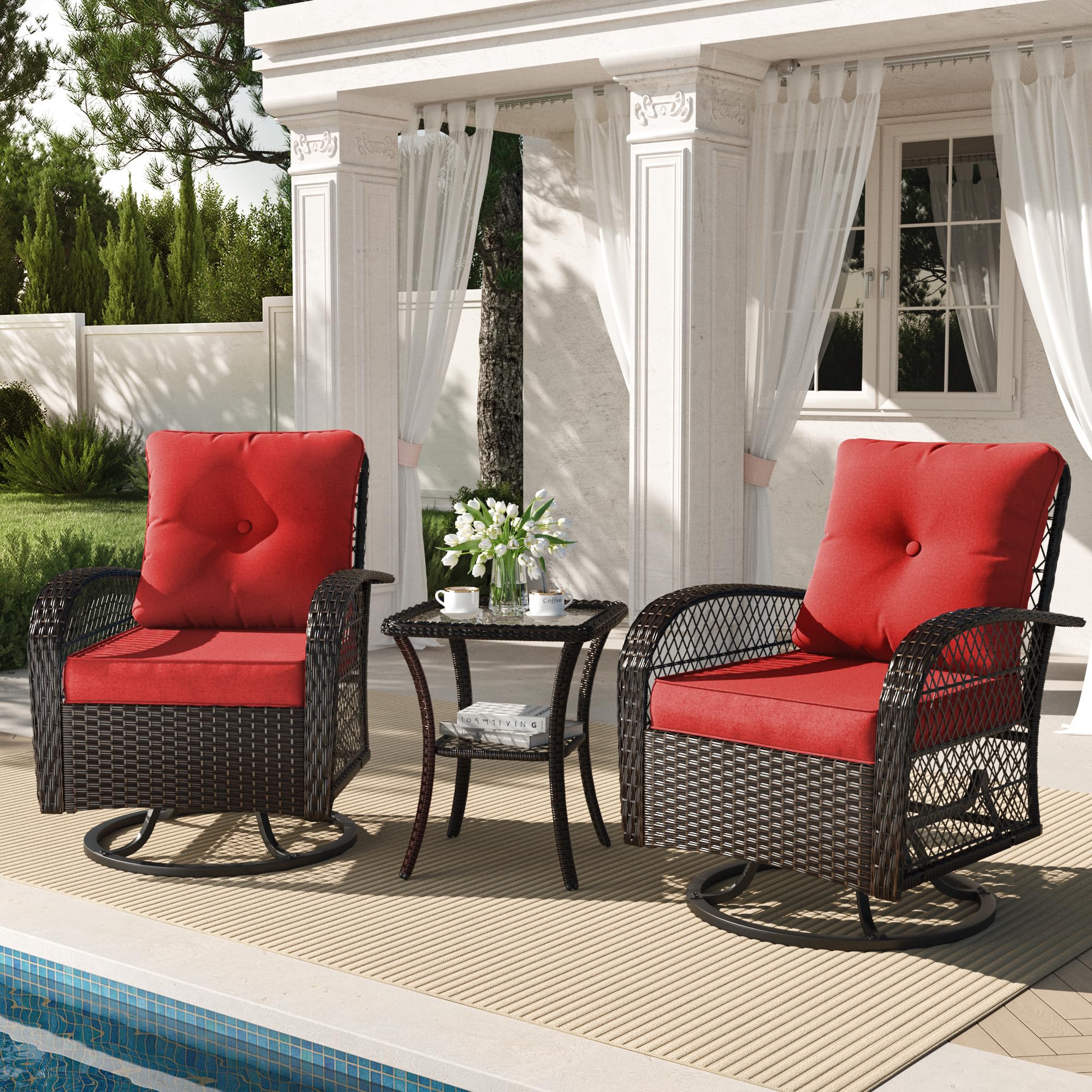 Patio Coffee Table Walsunny 3-Piece Rattan Patio Furniture Set