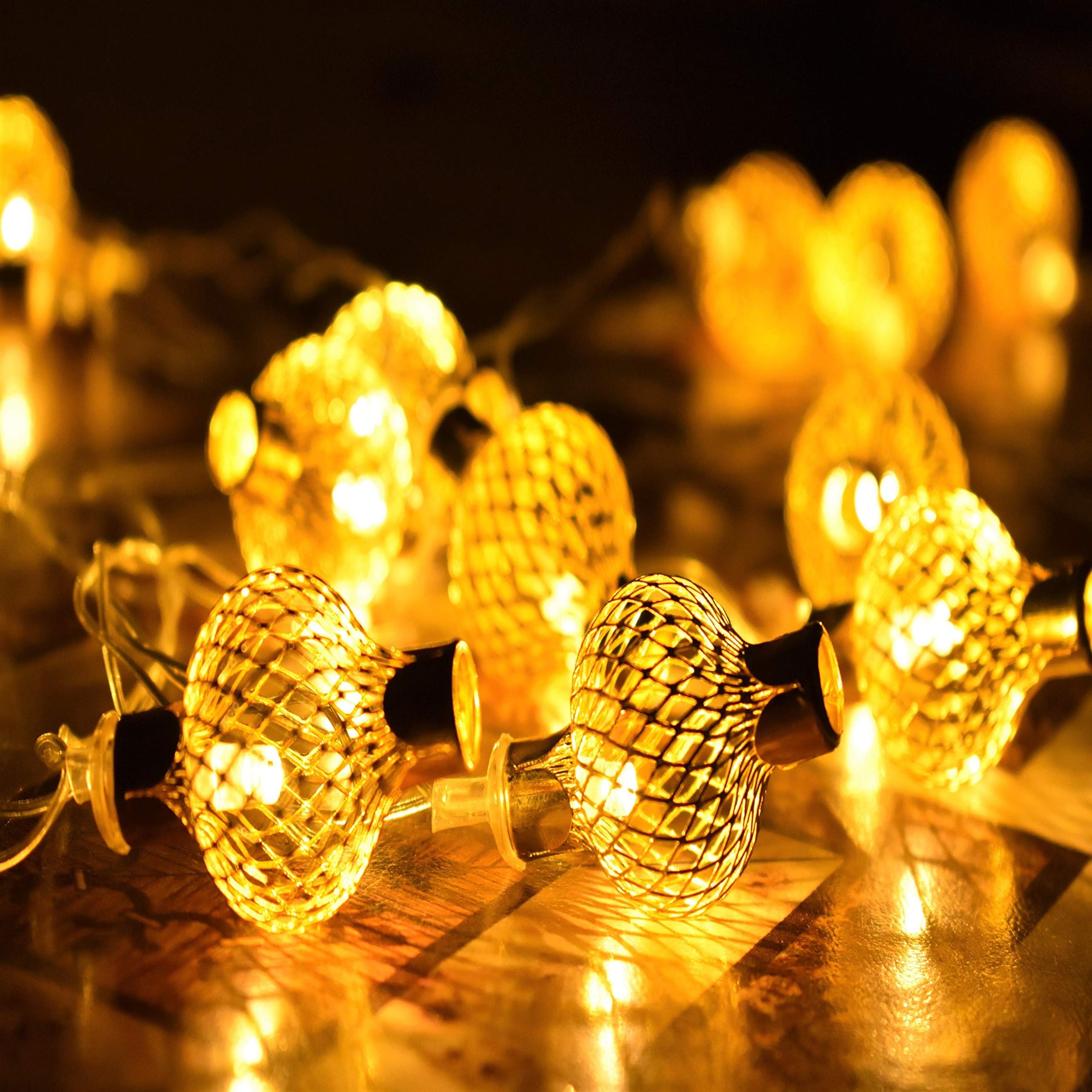 20LED Moroccan Lantern Metal Ball String Lights by RaajaOutlets Diwali Christmas Lighting Garland Indoor Outdoor Home Decoration