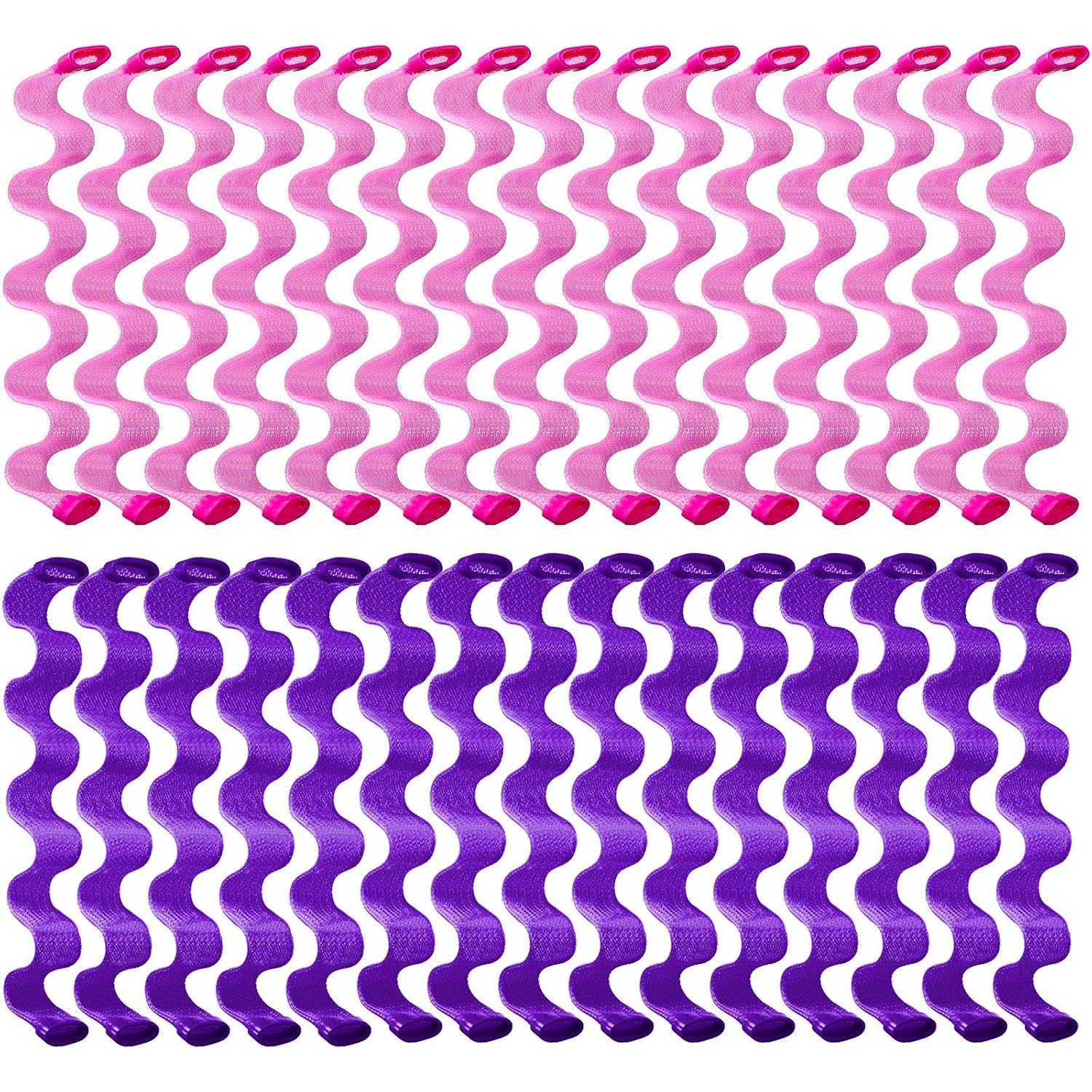 30 Pieces Hair Wave Curlers Spiral Curls Styling Kit No Heat Hair Curlers Heatless Spiral Curlers Hair Rollers with 2 Pieces Styling Hooks for Most Hairstyles (Purple, Pink,45 cm)