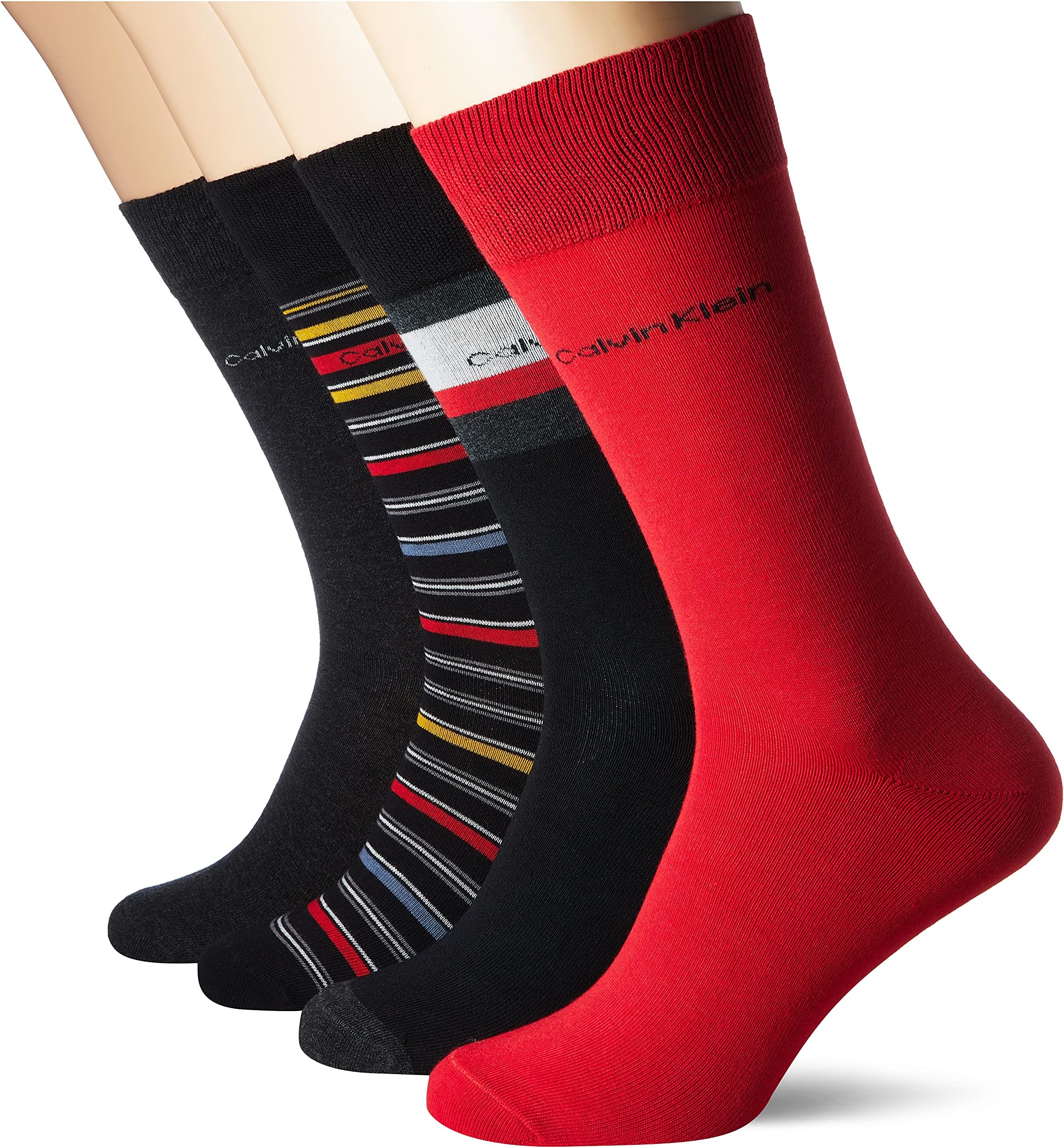 Men's Calvin Klein Multi-pattern Men's Crew Socks Gift Box 4 Pack Classic socks. (pack of 4)