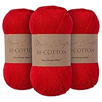 Utopia Crafts Re-Cotton – Gomitolo di filato per maglieria, 3 pezzi, 100 g, colore: Scar