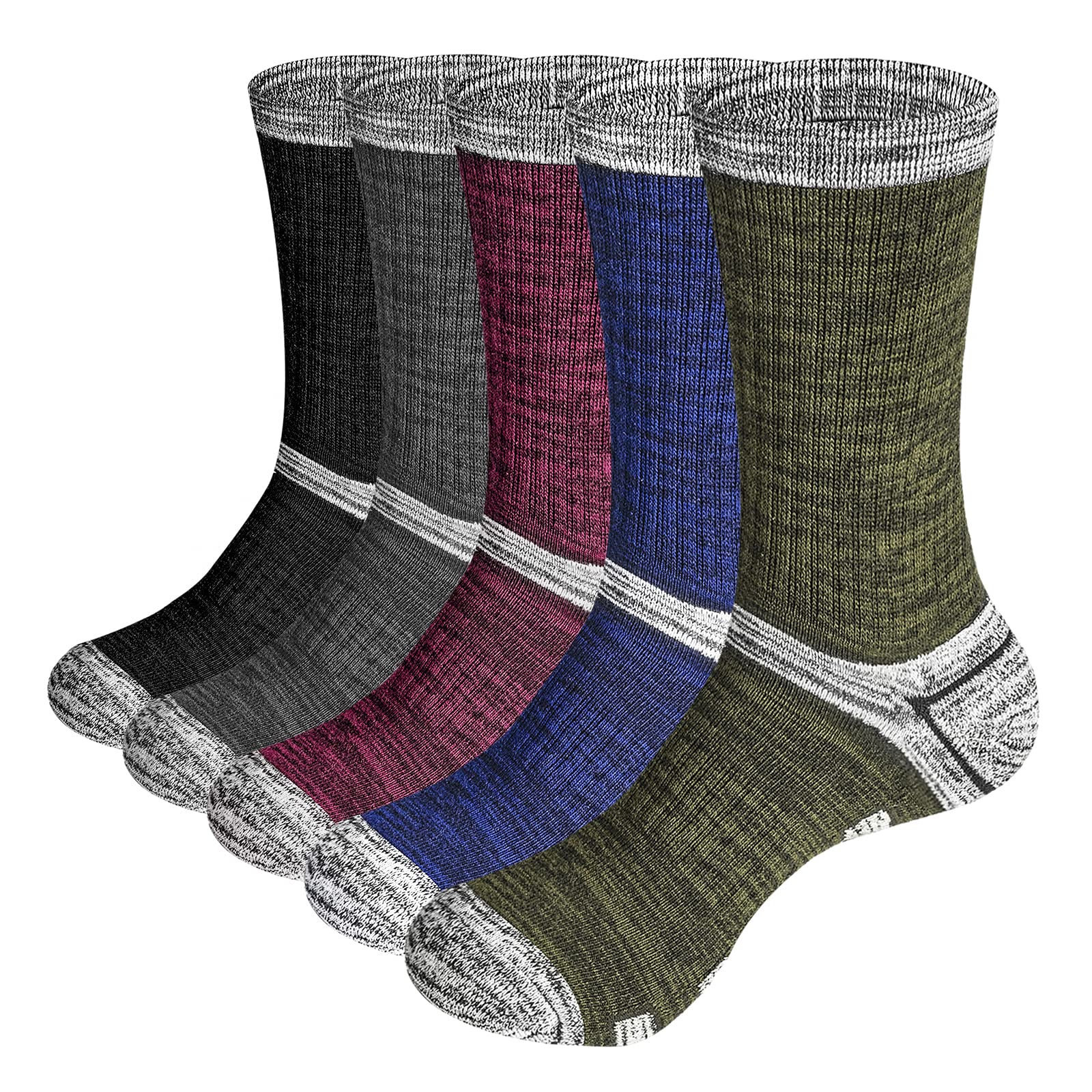 YUEDGEMen's Cushioned Hiking Walking Socks Moisture Wicking Mens Socks Cotton Rich Padded Comfort Work Socks For Men, 5 PairsOEKO-TEX STANDARD 100