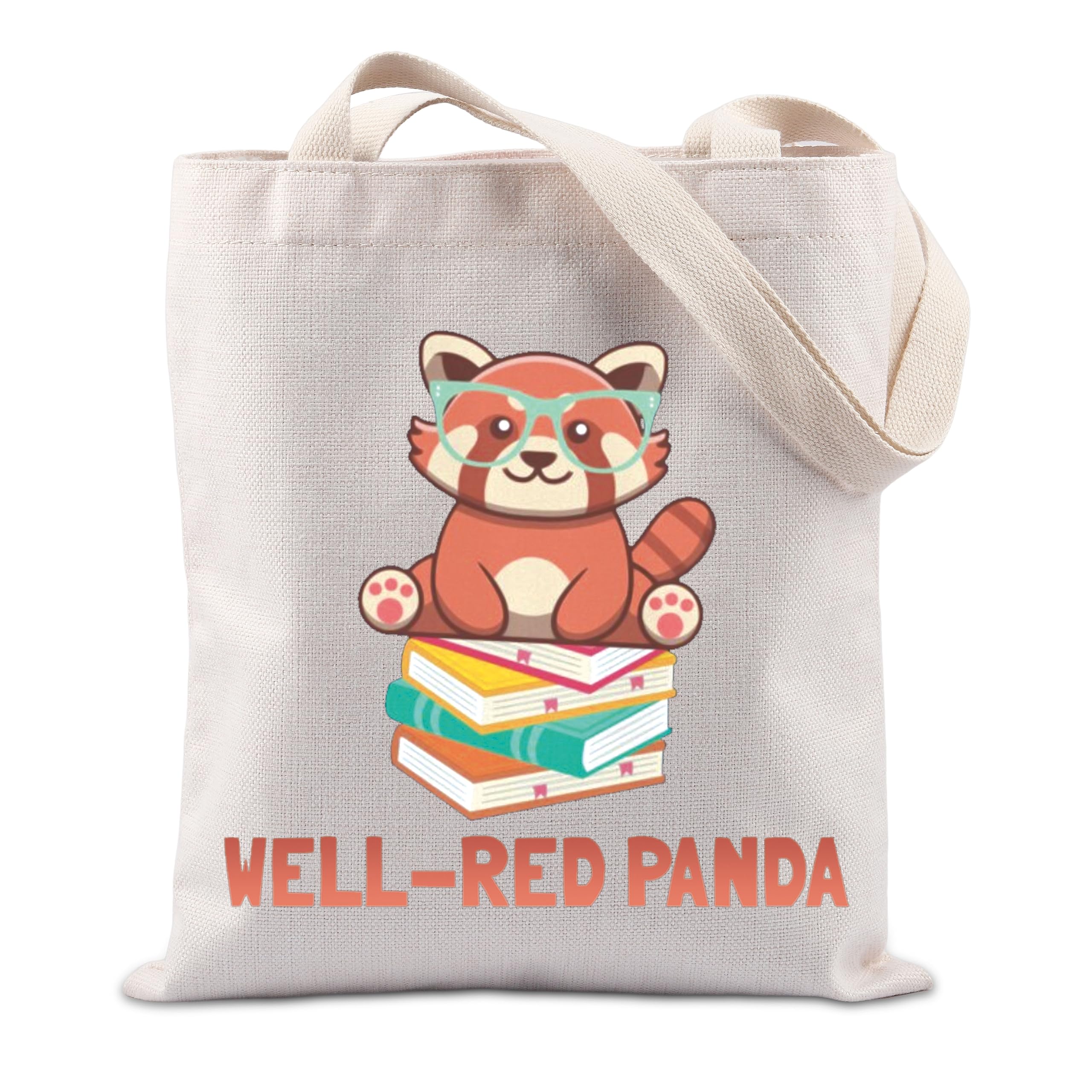 Well Red Panda Tote Bag Animal Themed Gift Cute Panda Gift Red Panda Lover Gift Well Red Panda Reading a Book Gift