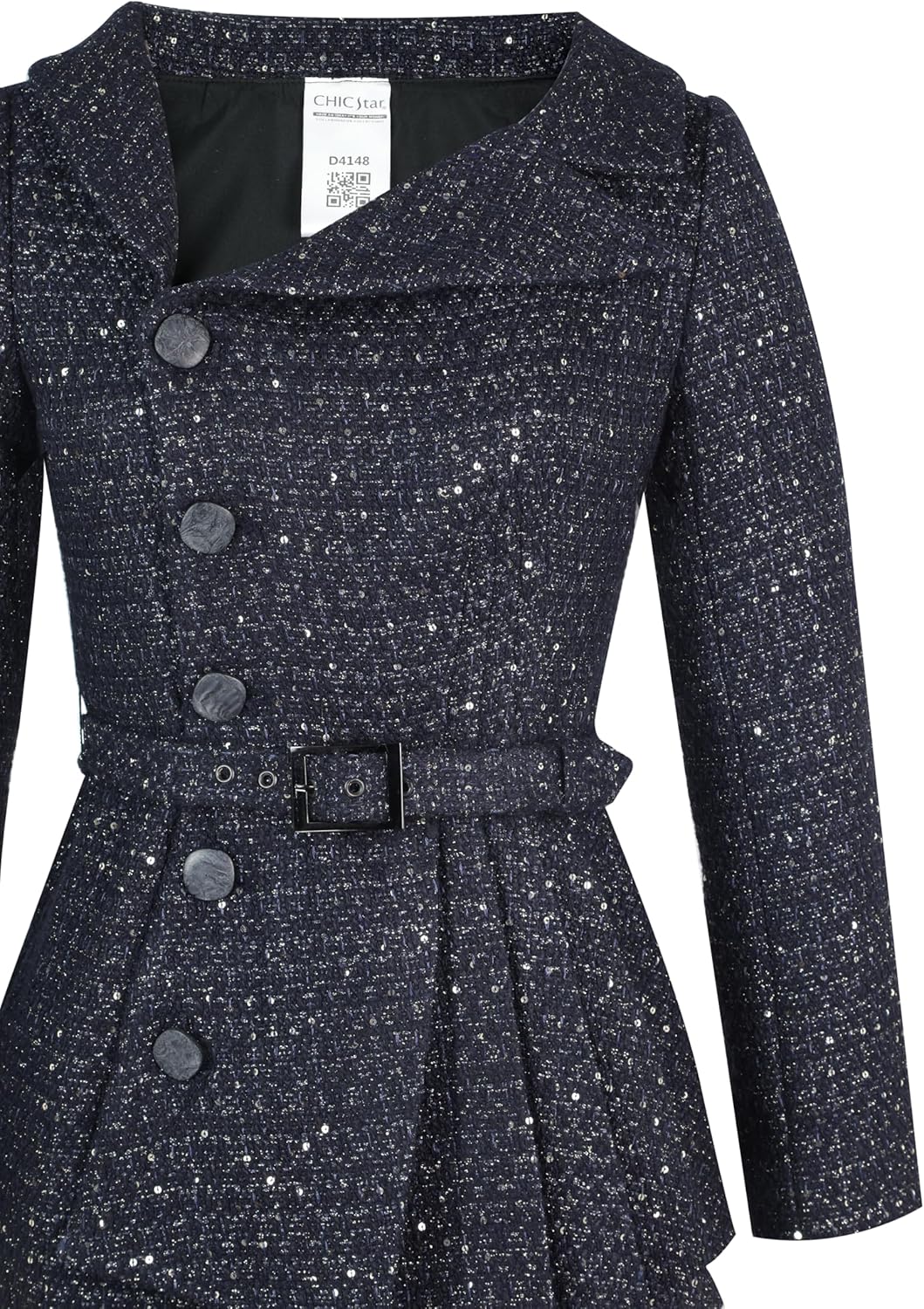 CHIC STAR Womens Sequined Tweed Blazer Dress - Image 4