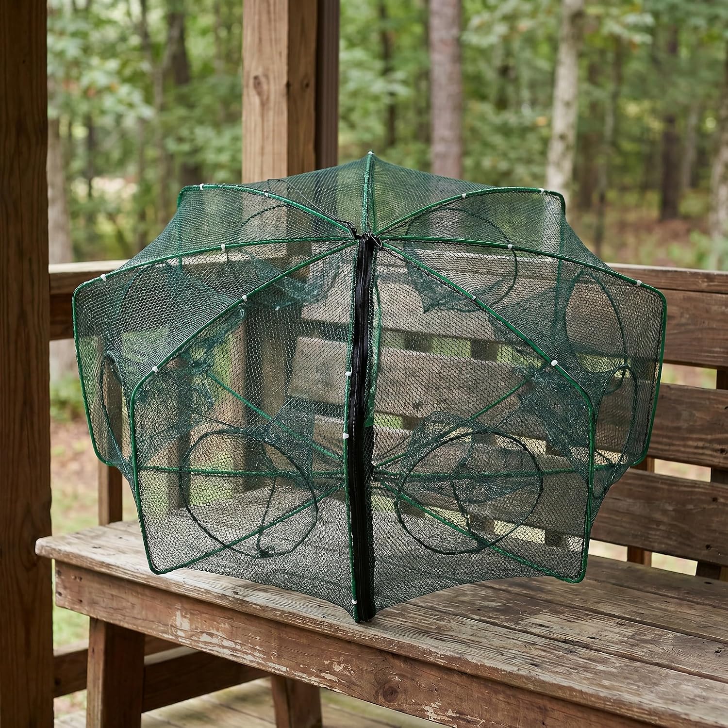 Toddmomy 1 Set Fishing Bait Trap Crab Net - Lobster Shrimp Collapsible Cast Net - 8 Hole Folded Fishing Bait Trap for Fish/Crab/Shrimp/Crawdad