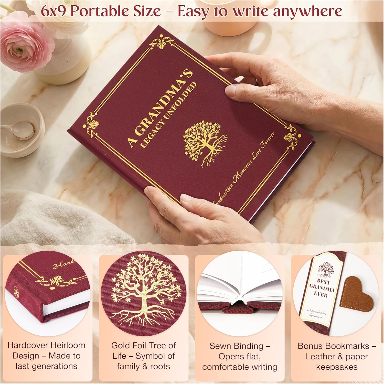 GAUDORA Grandma Mothers Day Gift - Grandma's Life Story Journal - A Meaningful Keepsake Includes 150 Prompt Questions to Share Her Journey and Memories, Sentimental Birthday Gifts for Grandmother