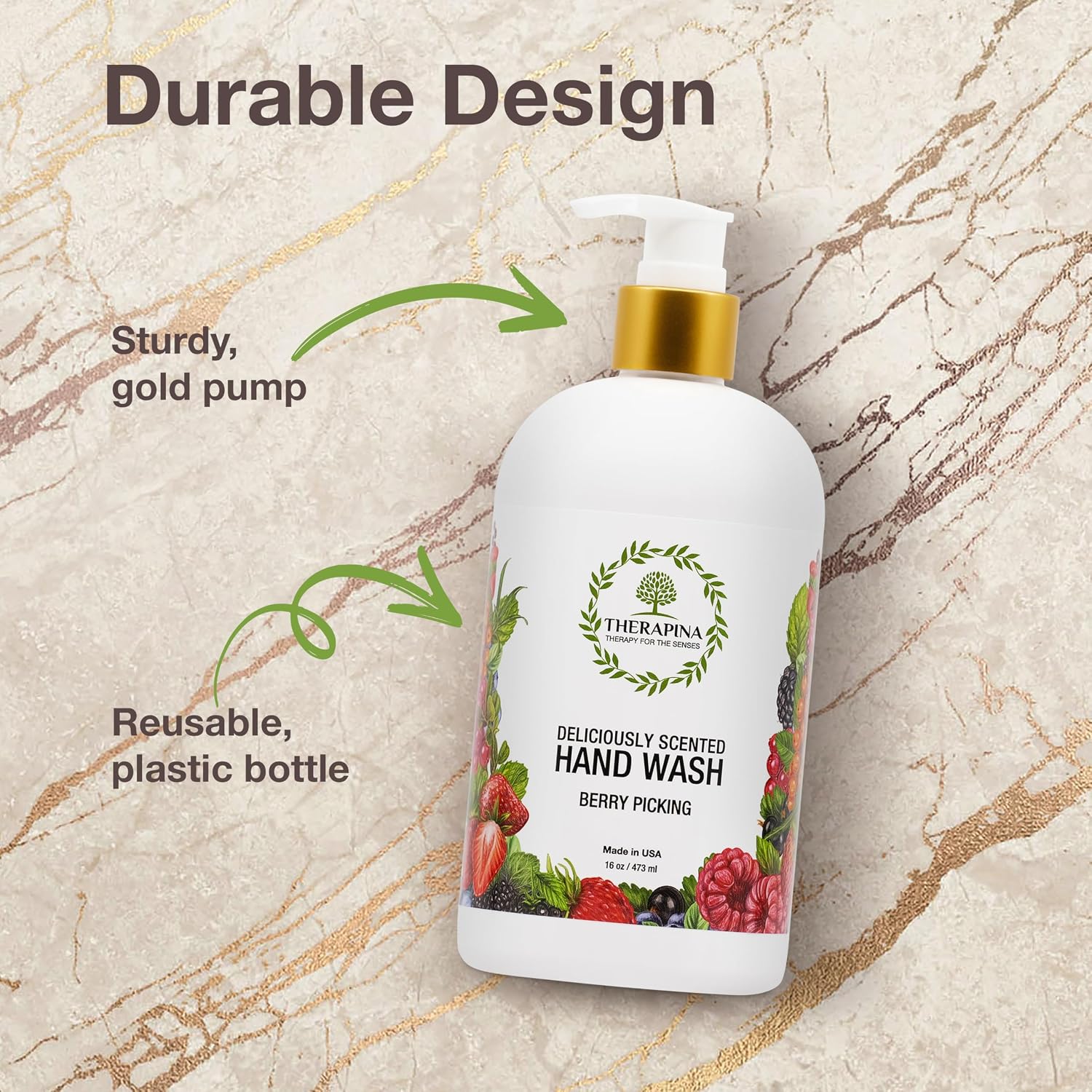 Aromatherapy Luxury Liquid Hand Soap – Vegan, Moisturizing Hand Wash with Aloe Vera, Botanical Oils, Berry Picking Scent – Fancy Liquid Hand Soap for Bathrooms, Kitchen, More, 16 Oz. image 5