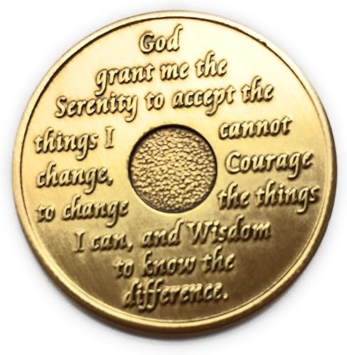 Miniatura 2 de 1 año de bronce AA (Alcohólicos Anónimos) Cumpleaños - Medallón de recuperación de aniversario/moneda/modelo de chip:, Sin gemas.