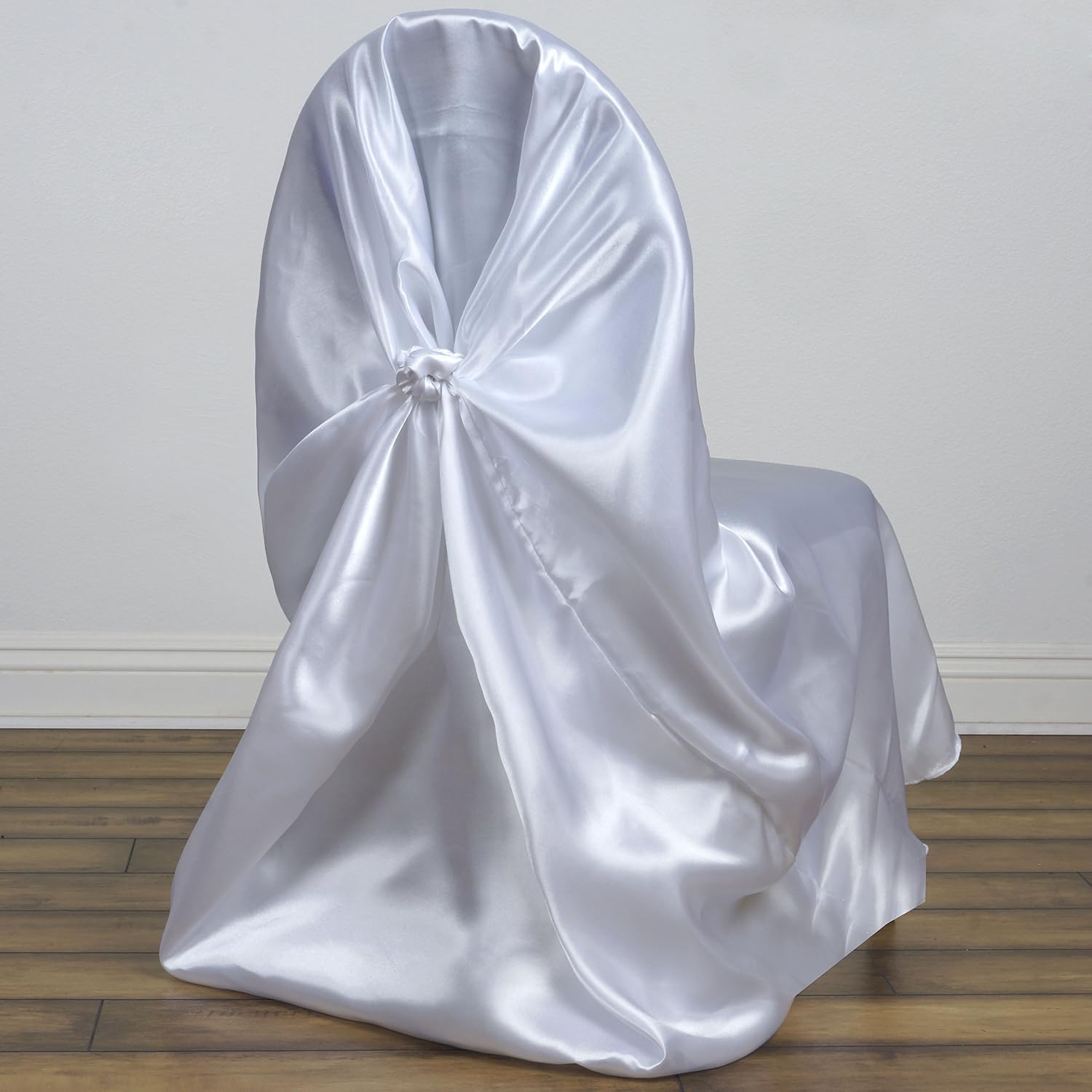 Balsa Circle 50 pcs White Universal Satin Chair Covers Slipcovers for Wedding Party Ceremony Reception Decorations