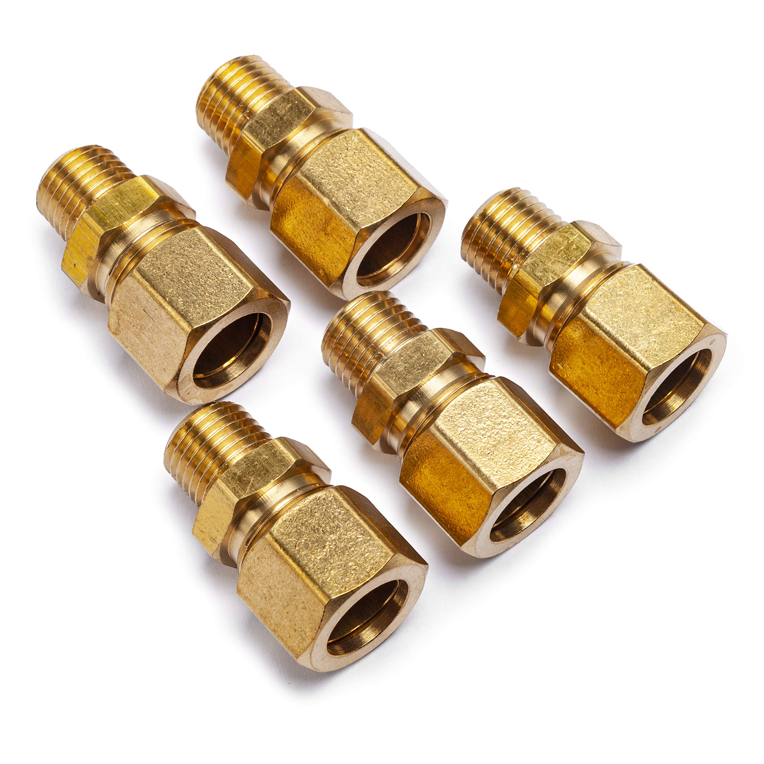 LTWFITTING Brass 1/2-Inch OD x 1/4-Inch Male NPT Compression Connector Fitting (Pack of 5)