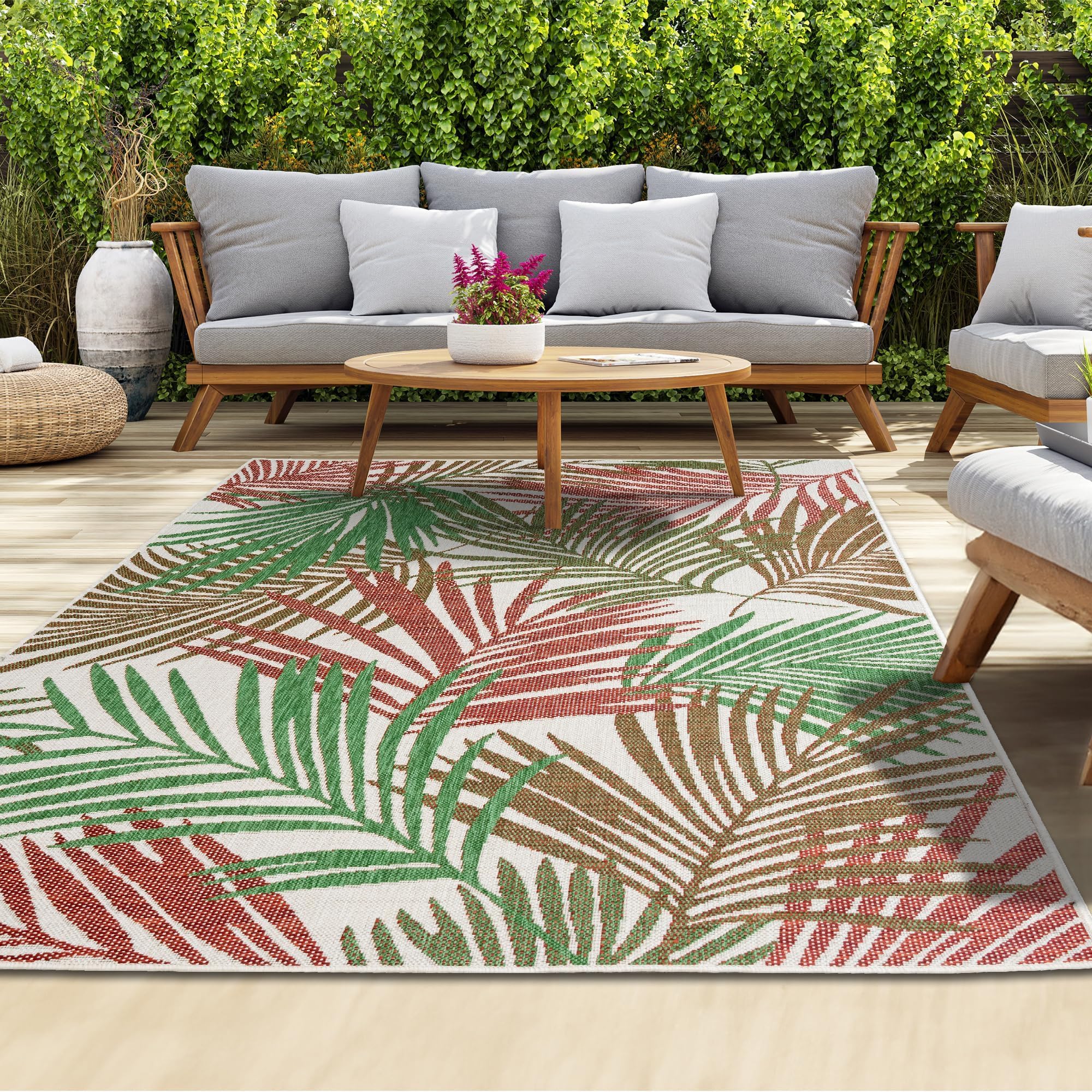 homeart Outdoor Rug - Easy-Clean, Durable, Stain-Resistant, Weather & UV Resistant Indoor & Outdoor Rugs for Porch, Deck, Balcony, Garden, Picnic and Patio | Bellis Green - 80x150cm — view 53