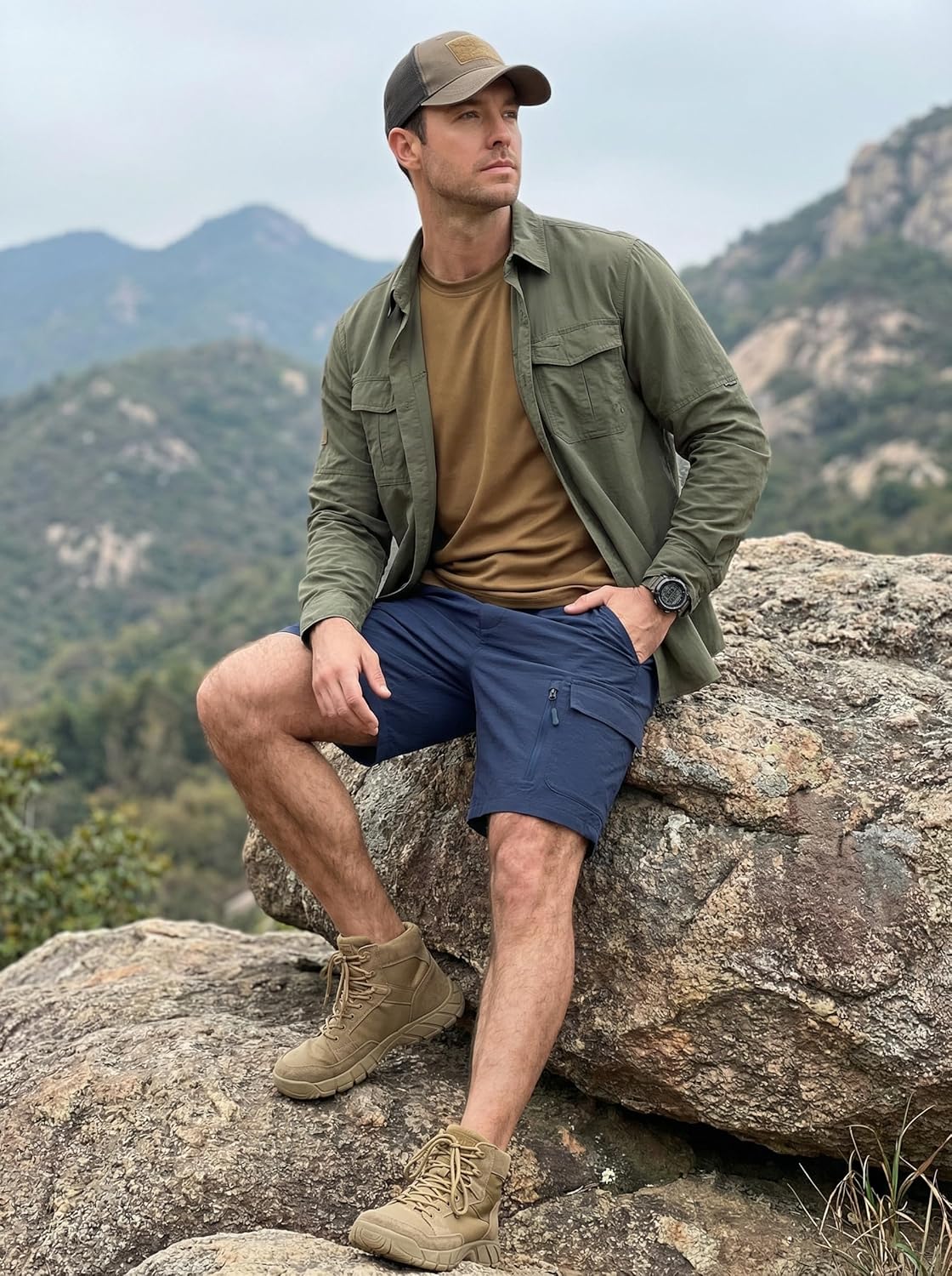 Libin Men's Hiking Cargo Shorts with Zipper Pockets 7" Lightweight Quick Dry Casual Shorts for Men Golf Work Fishing - Image 3