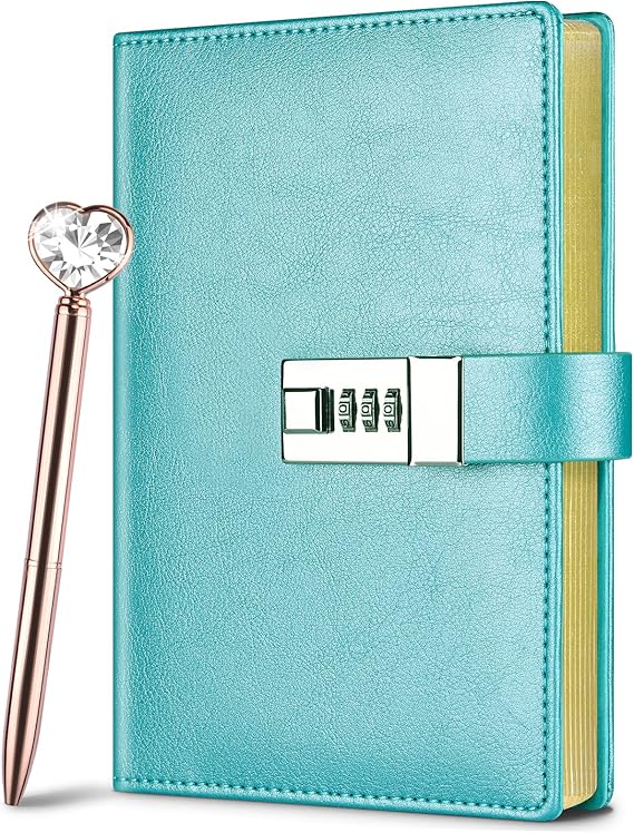 Lock Diary for Woman, Leather Locking Journal with Pen