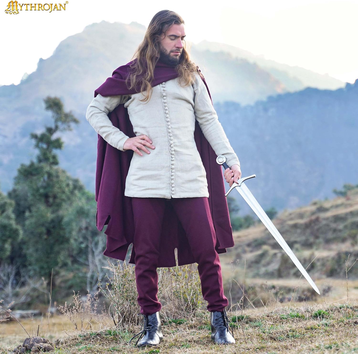 Mythrojan Charles de Blois Pourpoint for Men, Medieval Arming Doublet, 14th Century Gambeson for LARP, Reenactment & Costume