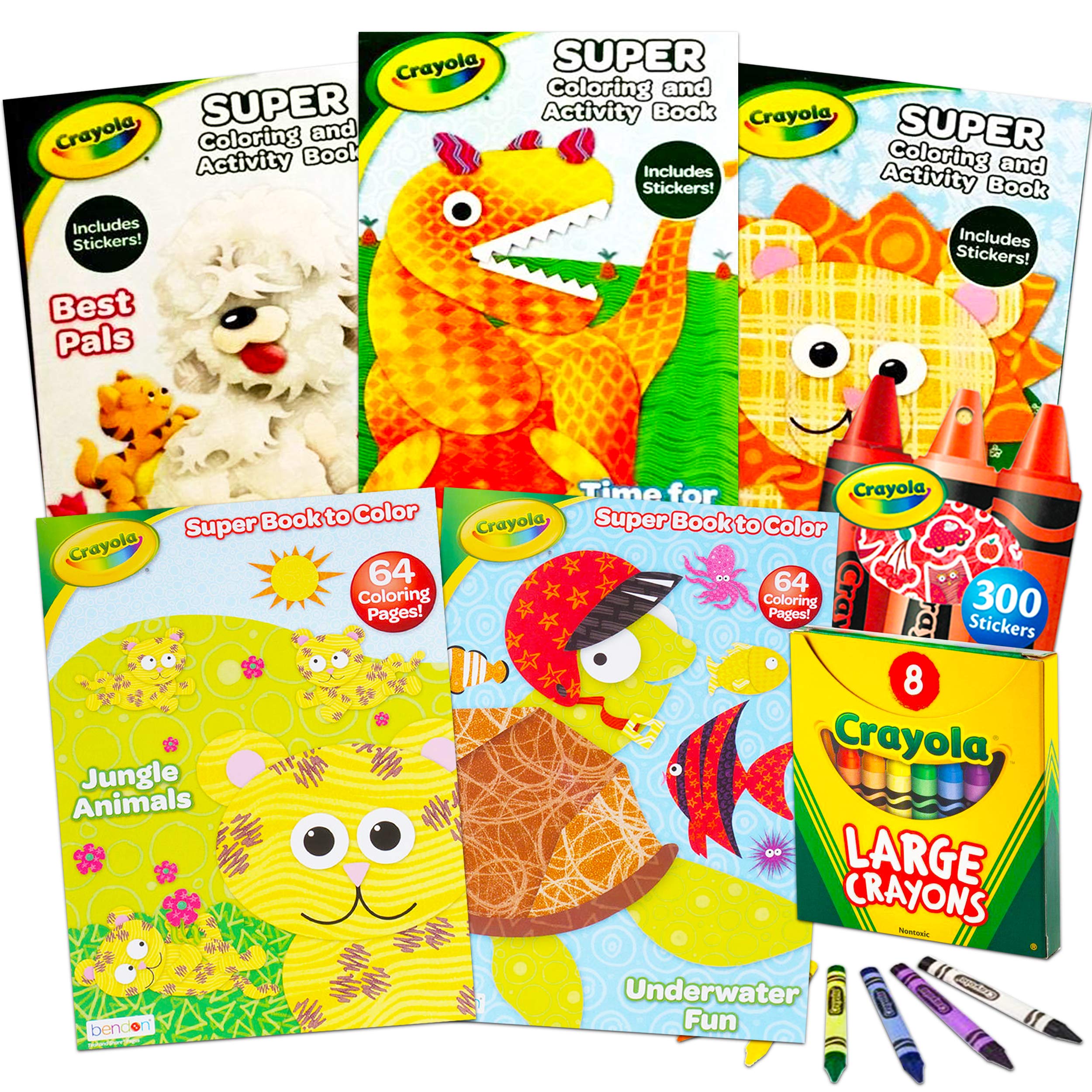 CRAYOLAColoring Books for Kids Toddlers Learning Set Bundle - 13 Pc Animal Coloring Activity Books Learning Crayons Jumbo Stickers School Supplies