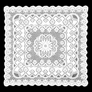 Lace Tablecloth, White Lace Table Cloth 35.4 X 35.4in—Square Table Cloth, Vintage Embroidered Style Crochet Small Tablecloth for Summer Outdoor Tea Party Reception Dinner Home Decor