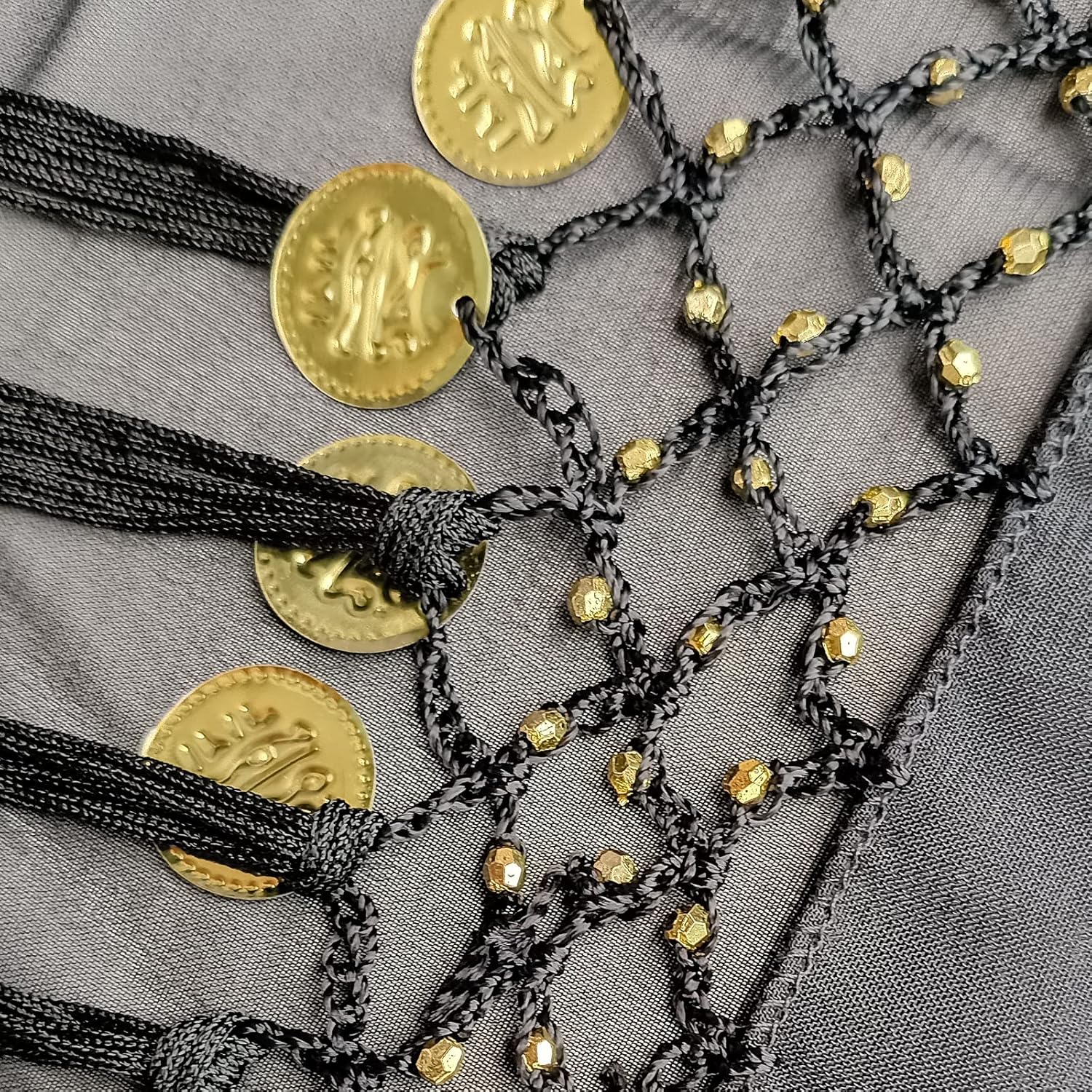 Women's Belly Dance triangler Hip Scarf With Coins - Image 4