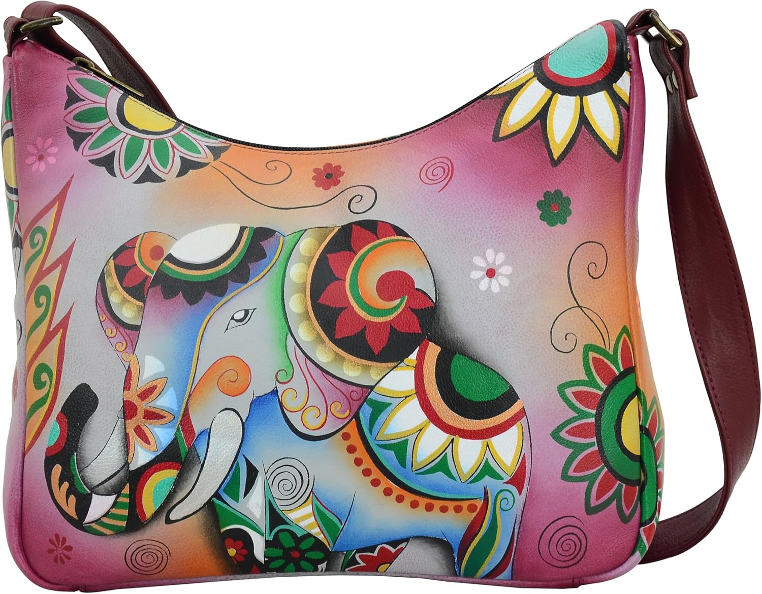 Anna by Anuschka Women's Genuine Leather Medium Hobo Shoulder Bag | Hand Painted Original Artwork