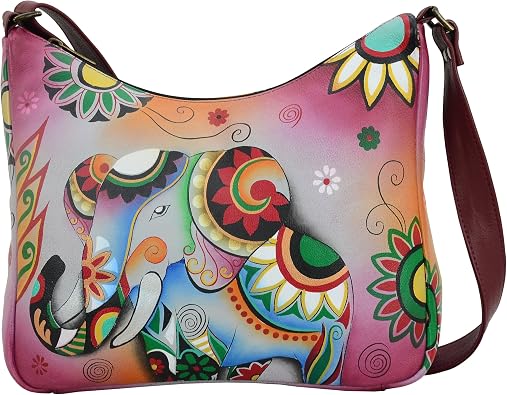 Anna by Anuschka Womens Genuine Leather Medium Hobo Shoulder Bag | Hand Painted Original Artwork