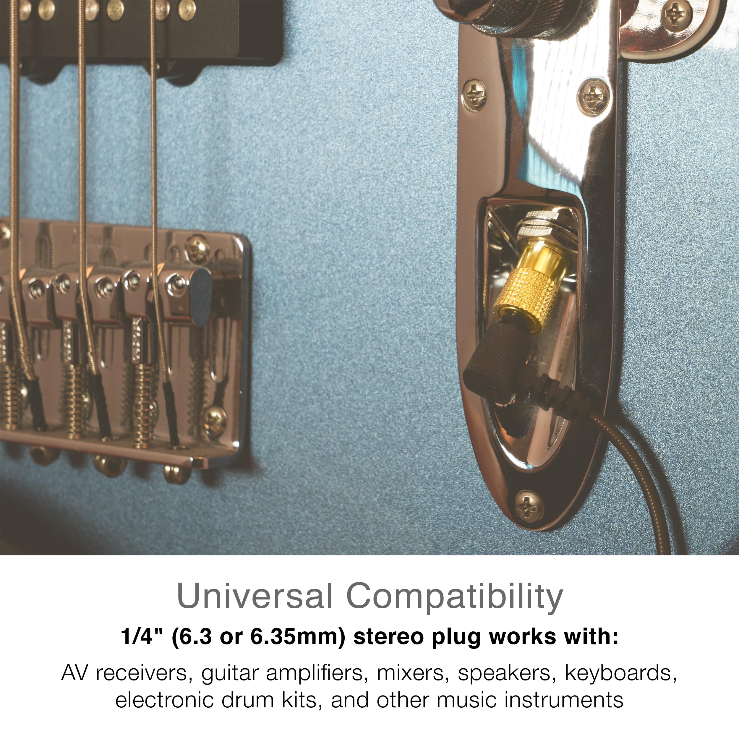 MEE audio Adaptador de audio estéreo de 1/4 pulgadas, convertidor de 3,5 mm hembra a macho de 6,3 mm, chapado en oro, compatible con TRS y TRRS para auriculares, adaptadores Bluetooth, cables AUX