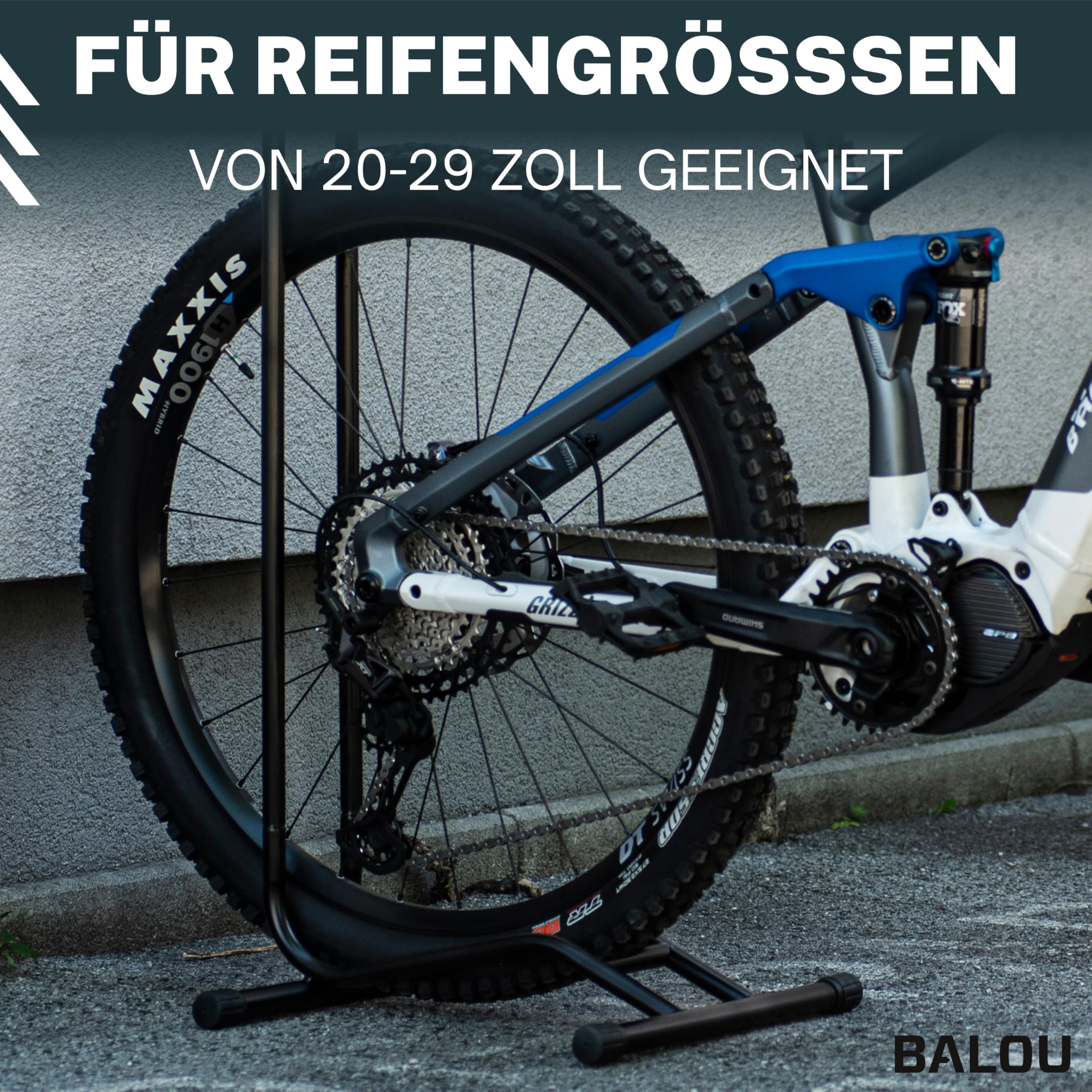 Fahrradständer Mountainbike 20-29 Zoll - MTB Fahrrad Ständer für den Boden - Fahrradhalter freistehend für Reifen bis 3 Zoll Breite