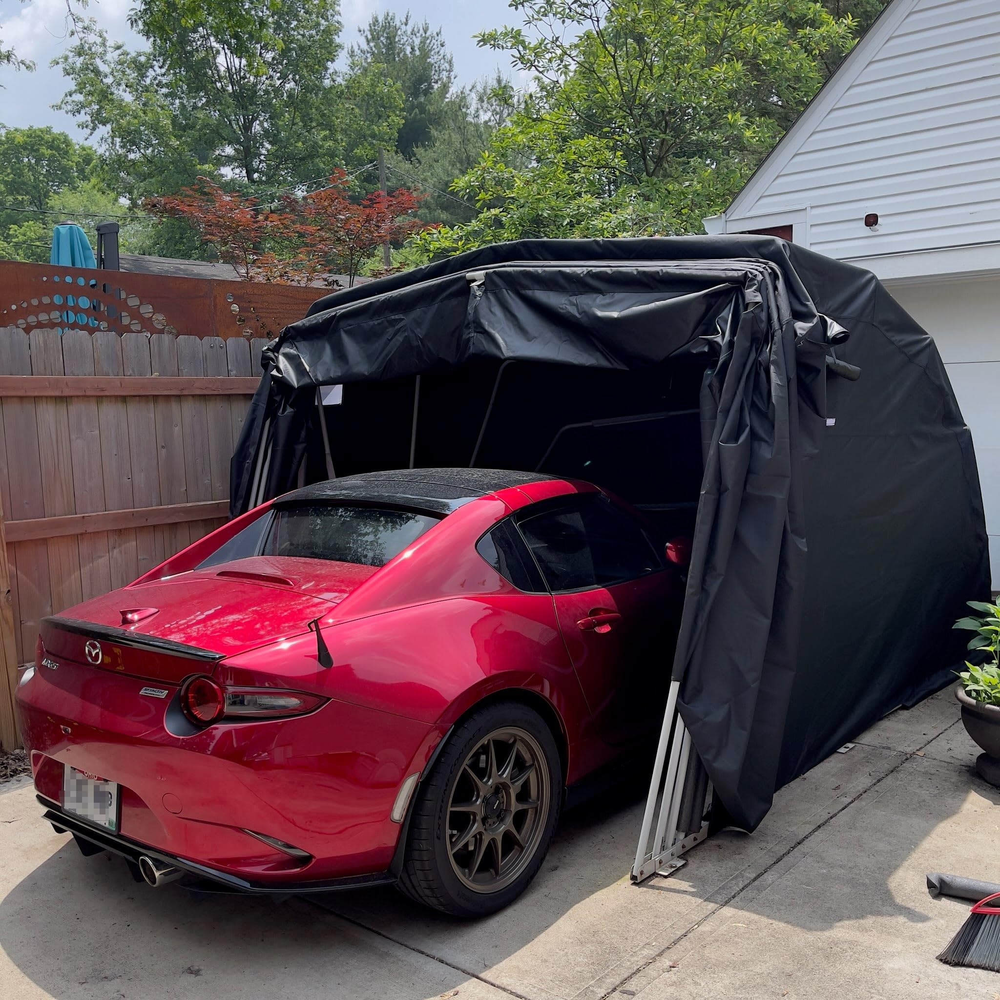 Ikuby Medium Carport, Car Shelter, Car Canopy, Car Garage, Car shed, Car House, Car Park, Foldable, Retractable, Lockable, Durable Shelter (Black, Medium)