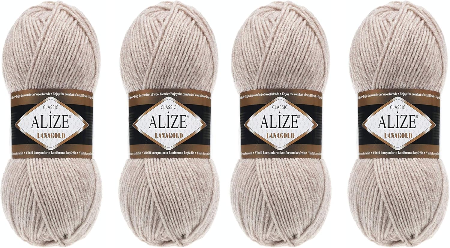 Alize Lanagold Yarn for Crochet, Knitting Crafting Wool,Hand Knitting Yarn Blend Warm Soft Natural Chunky Hand Woven Knitting Crochet Wool Lot of 4 skeins 400gr 1048 yds (348-Smoky)